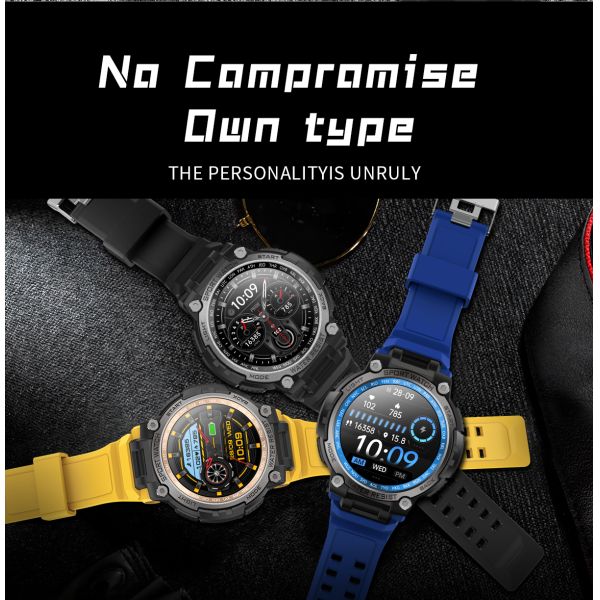 Yellow Bluetooth Calling Smart Watch Compass Sleep Tracking Heart Rate Monitoring