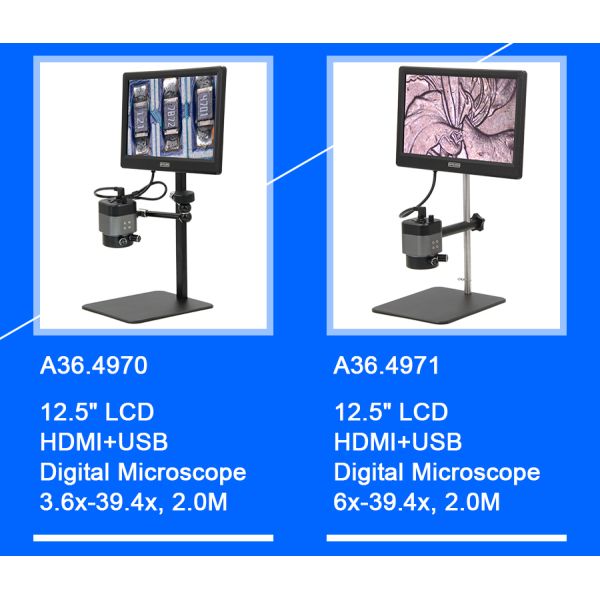 12.5" LCD HDMI USB Digital Microscope 6x - 39.4x 2.0M Real Time Auto