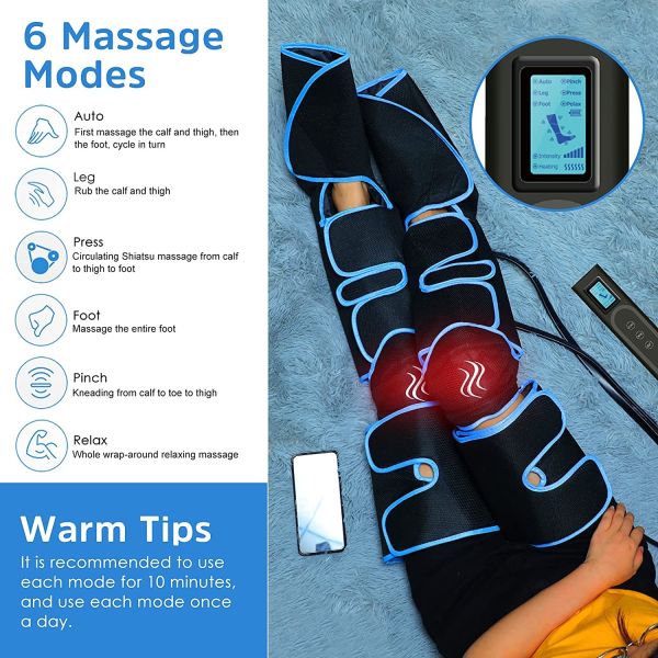 OEM ODM Electric Air Compression Leg Massager With Knee Heating