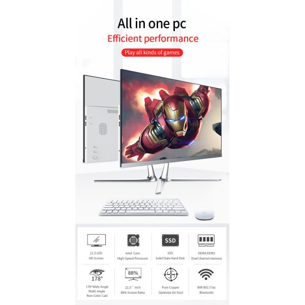 HD Colorful IPS Screen OEM 21.5 Inch All In One PC