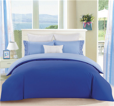 Polyester Cotton Duvet Cover Set Solid Bedding Set Fitted Sheet Pillowcase Queen/King