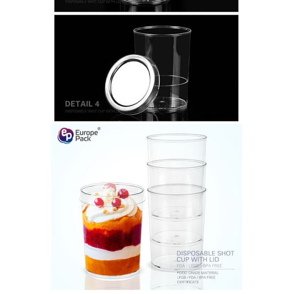 BPA free cylinder shape 93ml disposable plastic cup with lid