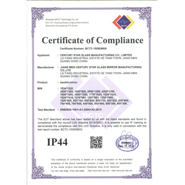 Round shape LED lighted mirror with touch switch and lock optionable