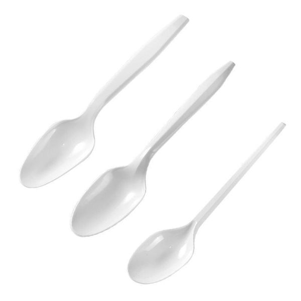 Plastic Tableware Disposable Ice Cream Spoon Silverware US Soupspoon Coffee Tea Spoon P