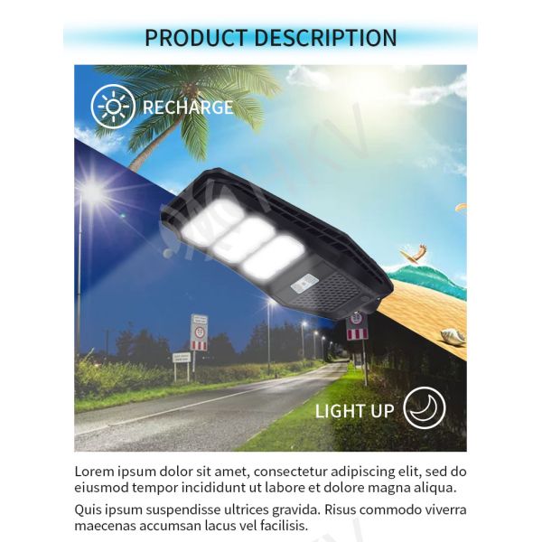 3000-6500K ABS Lamp Solar Street Light With Pole