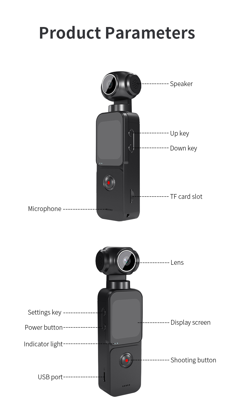 Super Popular 5k Touch Handheld Gimbal Action Camera Lightweight Camera Multiple Shooting Modes Wifi Supported