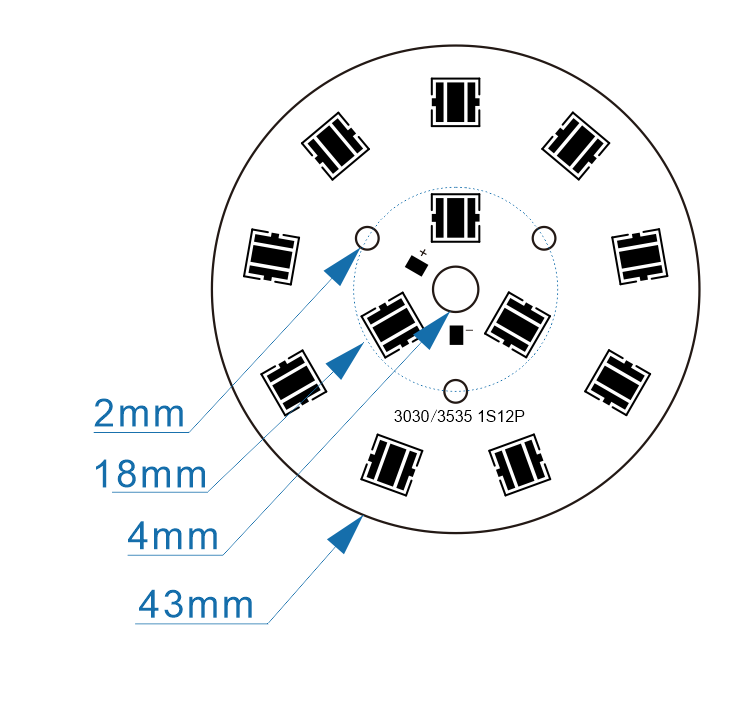 43mm Round Copper Base With CREE 3535 12leds PCB Led Module For Table Light
