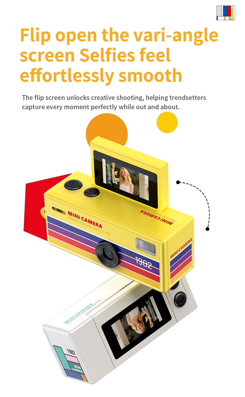 Mini Thumb Retro Camera Full HD CMOS 0.96 Inch Flip Screen Built Flash Multiple Filters 9 Colors Optical Zoom Selfie Kids