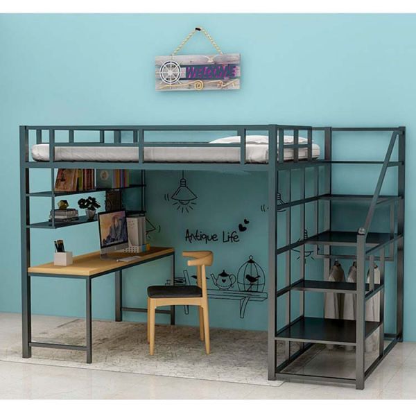 Student Dormitory Bunk Bed with Desk and Storage