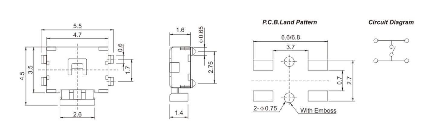 4 Pin 4.7x4.5 Push Button SMD Micro Tactile Switch
