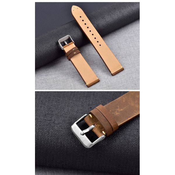 22mm Classic Brown Leather Watch Strap