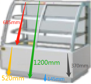 Curved Front Face Refrigerated Display Cabinet Air Cooled Cake Fresh Keeping 5