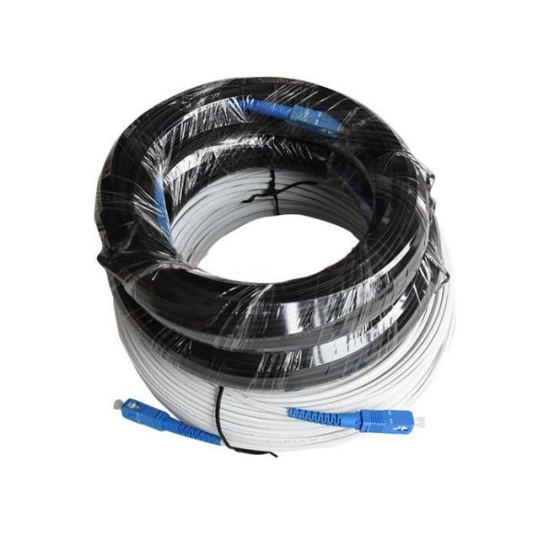 200m Outdoor Fiber Optic Patch Cord SC Flat FTTH Drop Cable With Messager