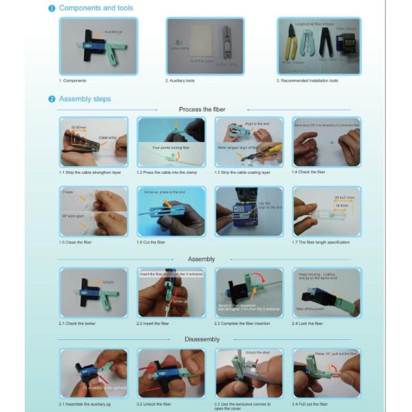 Field Install Fiber Optic Connector SC / APC Suit For FTTH Drop Cable 2 x 3mm For Fast Install In FTTH Project