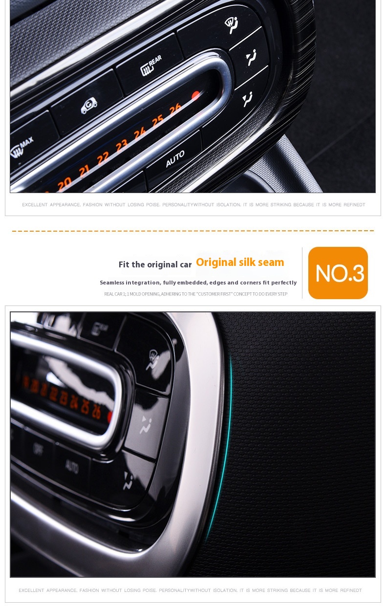 For Suitable for Smartfor Two Four Air Conditioner Adjustment Button Frame Interior Modification Stainless Steel Matte Button