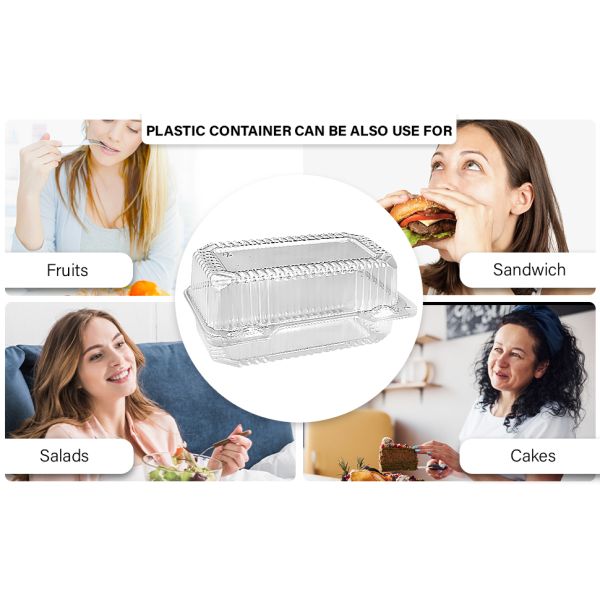 Disposable Plastic Hinged Loaf Containers - Durable Small Hoagie Container - Perfect For Hoagies, Fruits, Salad