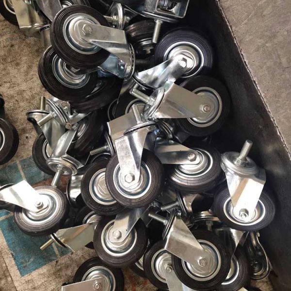 10'' Rubber Casters Solid Wheel Swivel Locking Stem Caster Wheels Industrial