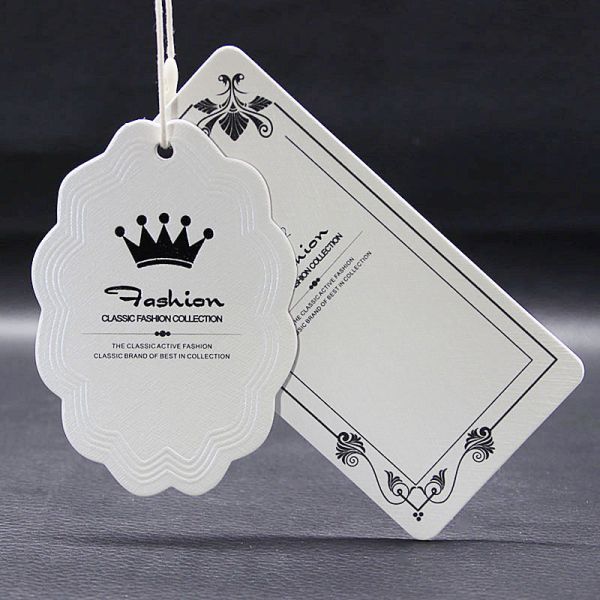 Rectangle Embossed Debossed Logo Recycled Hang Tag 300gsm Paperboard