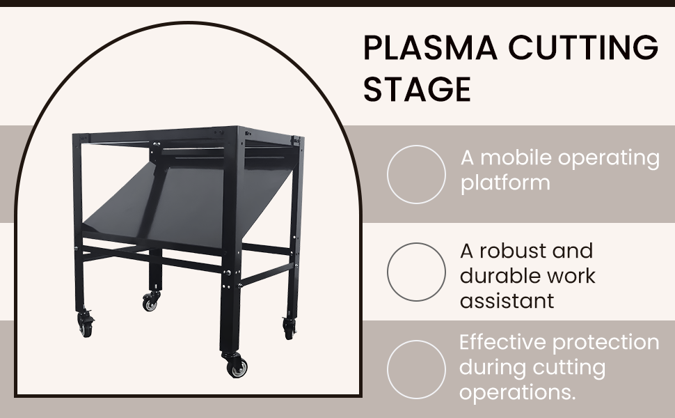 Mobile Plasma Cutting Table Lockable Wheels Removable Partition Spark Baffle Sturdy Fixed Steel Workbench