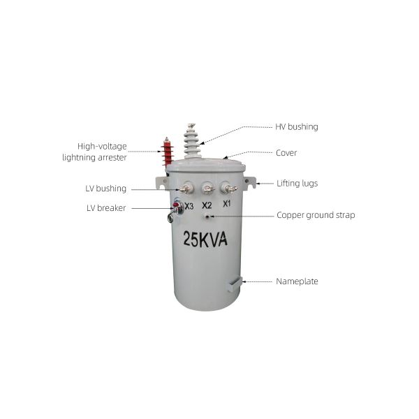 Single Phase Step Down Distribution Pole Mounted Transformer 167kva 35kv
