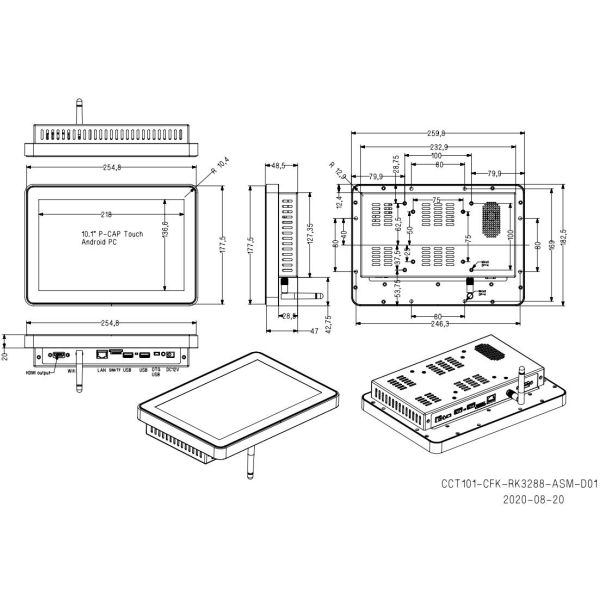 Antiglare 10.1inch All In One Desktop Computer Dustproof High Sensitivity