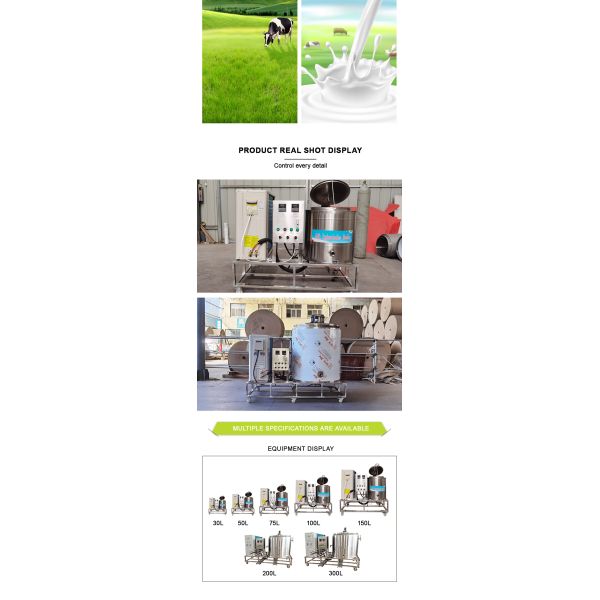 Dairy 30L 50L 75L 100L 150L 200L 300L Liquid Egg Juice Yogurt Milk Pasteurizer Pasteurization Machine