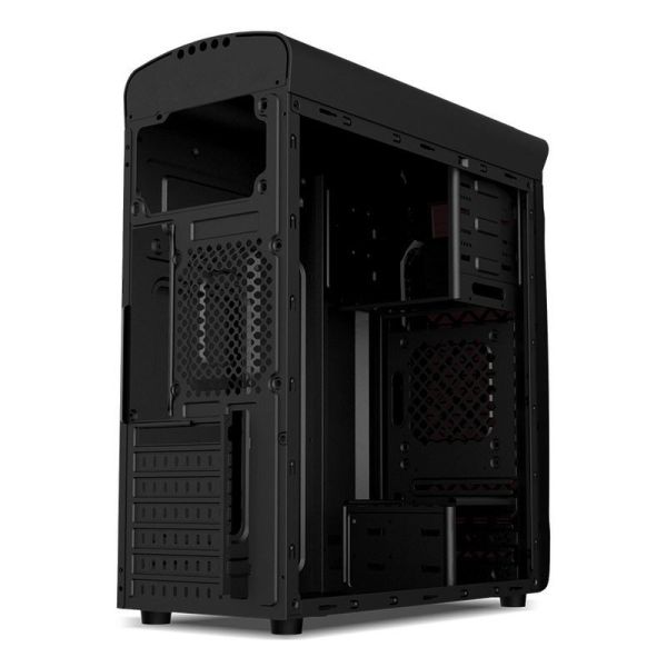 ETEK ATX Mid-Tower Case Acrylic Front & Side Panel Full Side View Black And White