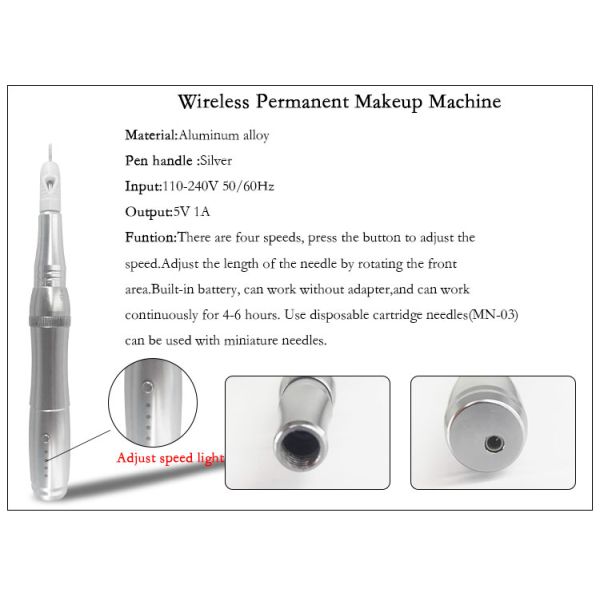 Professional Permanent Makeup Machine Custom Body Art Pens Silver Color