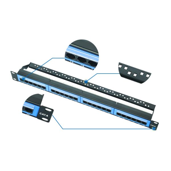 24 Port Network Patch Panel With Cable Managament UTP Type For Telecommunication
