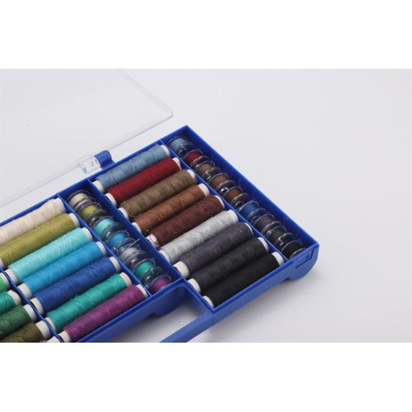 Sewing Thread Box Kit storage 64 Colors Polyester 32 PCS Sewing Thread Spools and 32 PCS Prewound Bobbins Color