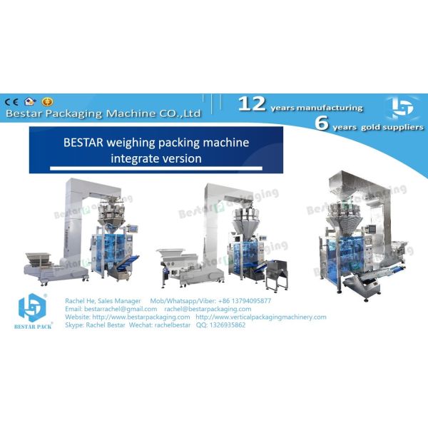 Full set automatic packing machine with multi-heads weigher, labeling machine, checkweigher, and turntable BSTV-550AZ