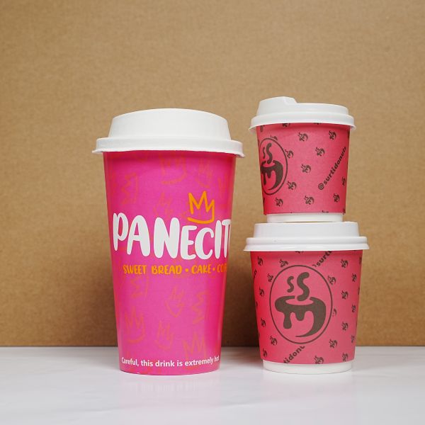 Customized compostable coffee cups disposable coffee paper takeaway paper cups with lids