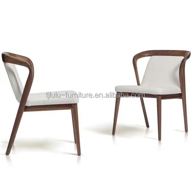 White/Brown Nordic Design Modern Sample Restaurant Chairs Solid Wood PU Leather Dining Room Chair