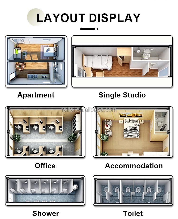 Low Price 20ft Modular Flat Pack Container House Detachable Tiny Home Movable Office Building Hotel Ready