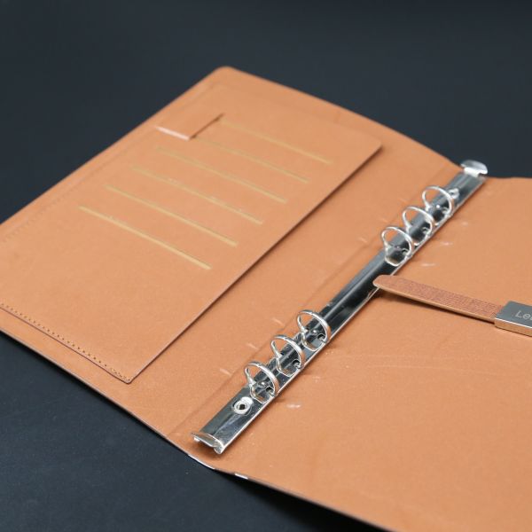 Customized Size 6 Ring Binder Organizer Pu Leather Cover Magnetic Flap