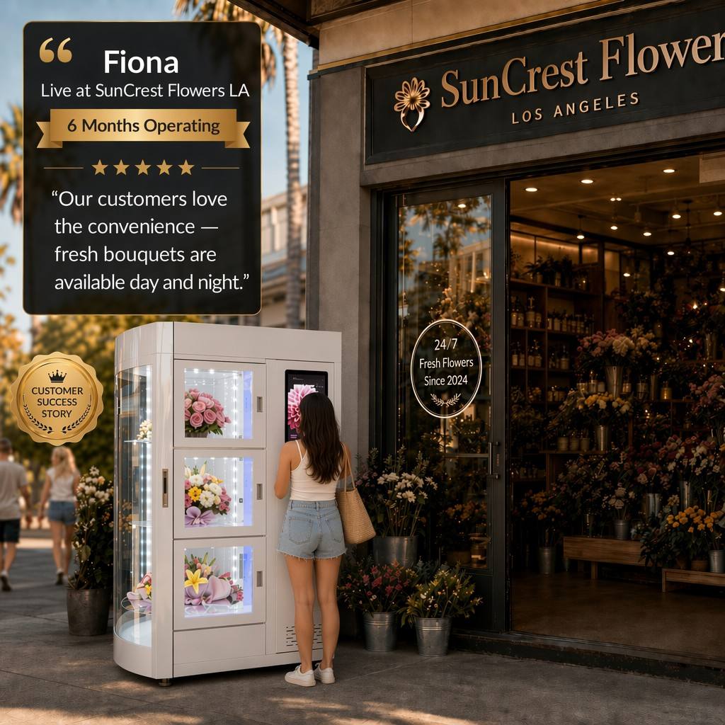 22 Inch Touch Screen Smart Flower Vending Machine with Cooling System and Cloud Remote Management