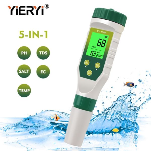 5-in-1 Multi-Parameter PH Meter With Backlight For Laboratory Aquarium PH TDS Salinity EC Temperature Tester