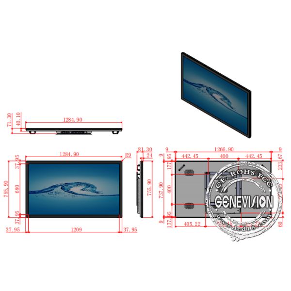 PC Wall Mount LCD Advertising Display 65 Inch Win 10 4G 400cd/2 Brightness