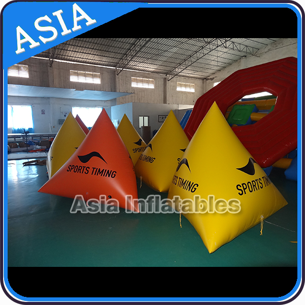Inflatable Swim Buoys , Triangular Shape Marker Floating For Advertising