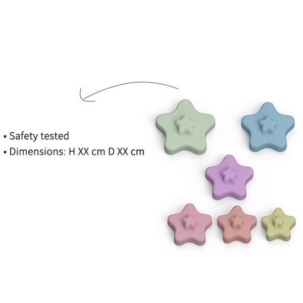 Waterborne Paint 95mm Wide Baby Stacking Toy OEM Star Shape