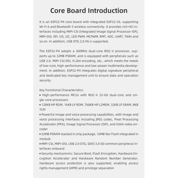 JC-ESP32P4-M3-C6 ESP32-P4 Core Development Board | Ideal for High Performance MCU Evaluation and Application