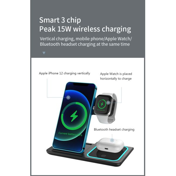 Smart Chip Foldable Travel Wireless Charger Horizontal Vertical Wireless Charger