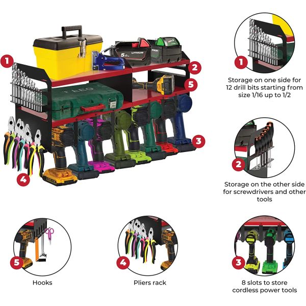 Power Tool Storage Rack Pegboard Mounted Workshop Shelf for Workbench Warehouse