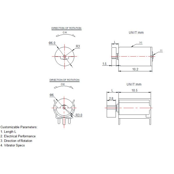 High Speed 6mm Coreless Motor , Micro Vibration Motor 3v With PCB Holder