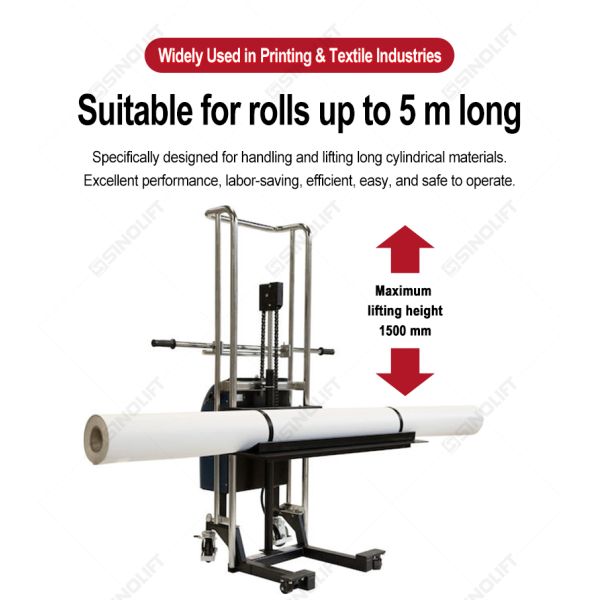 Sinolift EFM roll and reel material stacker - simple manual operation