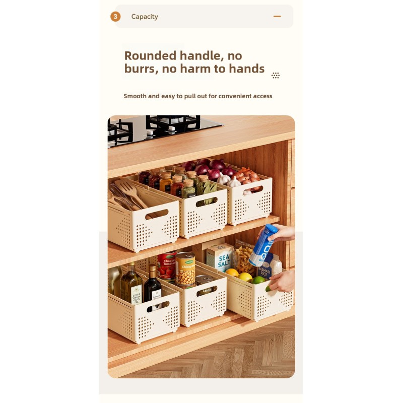 Modern Minimalist Style Folding Extendable Plastic Rectangular Kitchen Cabinet Organizer Storage Basket for Snack Sundries