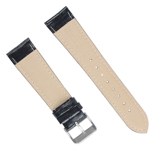 Obsidian Black Alligator Pattern Genuine Leather Strap