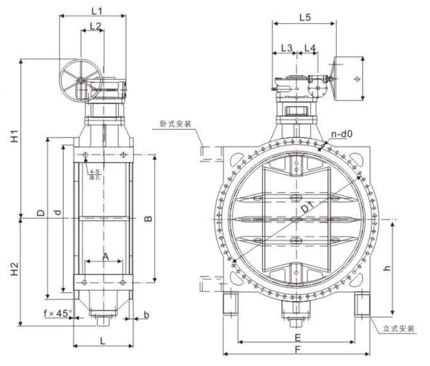 Resilient Double Eccentric Wafer Type Butterfly Valve Flanged Simple Structure