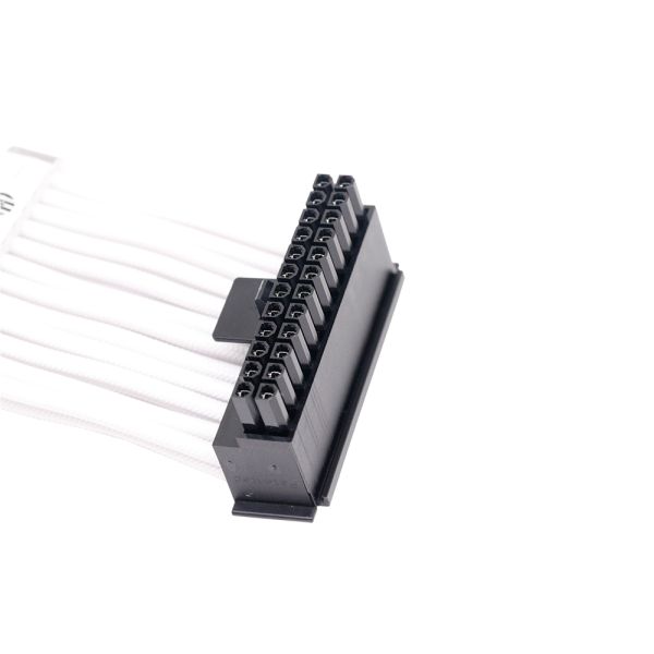 90 Degree Bradided Sleeve24Pin ATX Cable Extension Sleeve Computer Cable Extension Supply Adapter Sleeved PSU Cable Extension