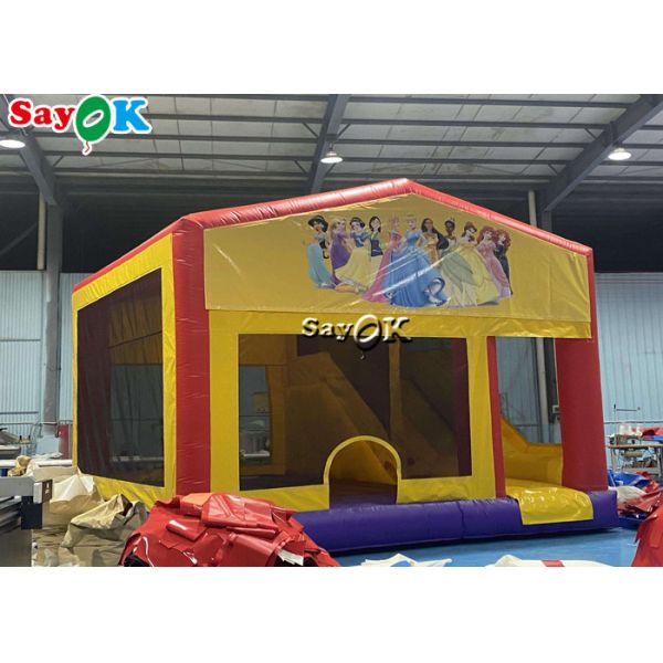 Princess Print Themed Inflatable Bounce Slide With Ball Pit Pool